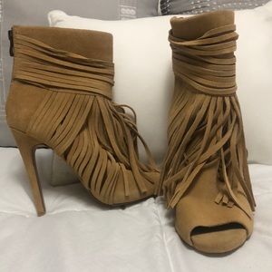 Tan suede heels, size 8.5, brand Chelsea & Zoe